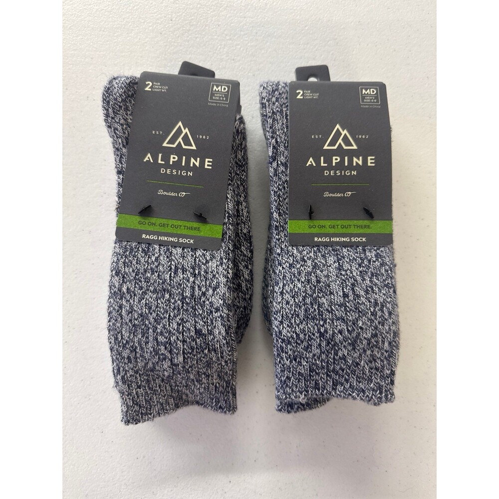Alpine Design Ragg Hiking Socks - 2 sets of 2 (Mens Medium)